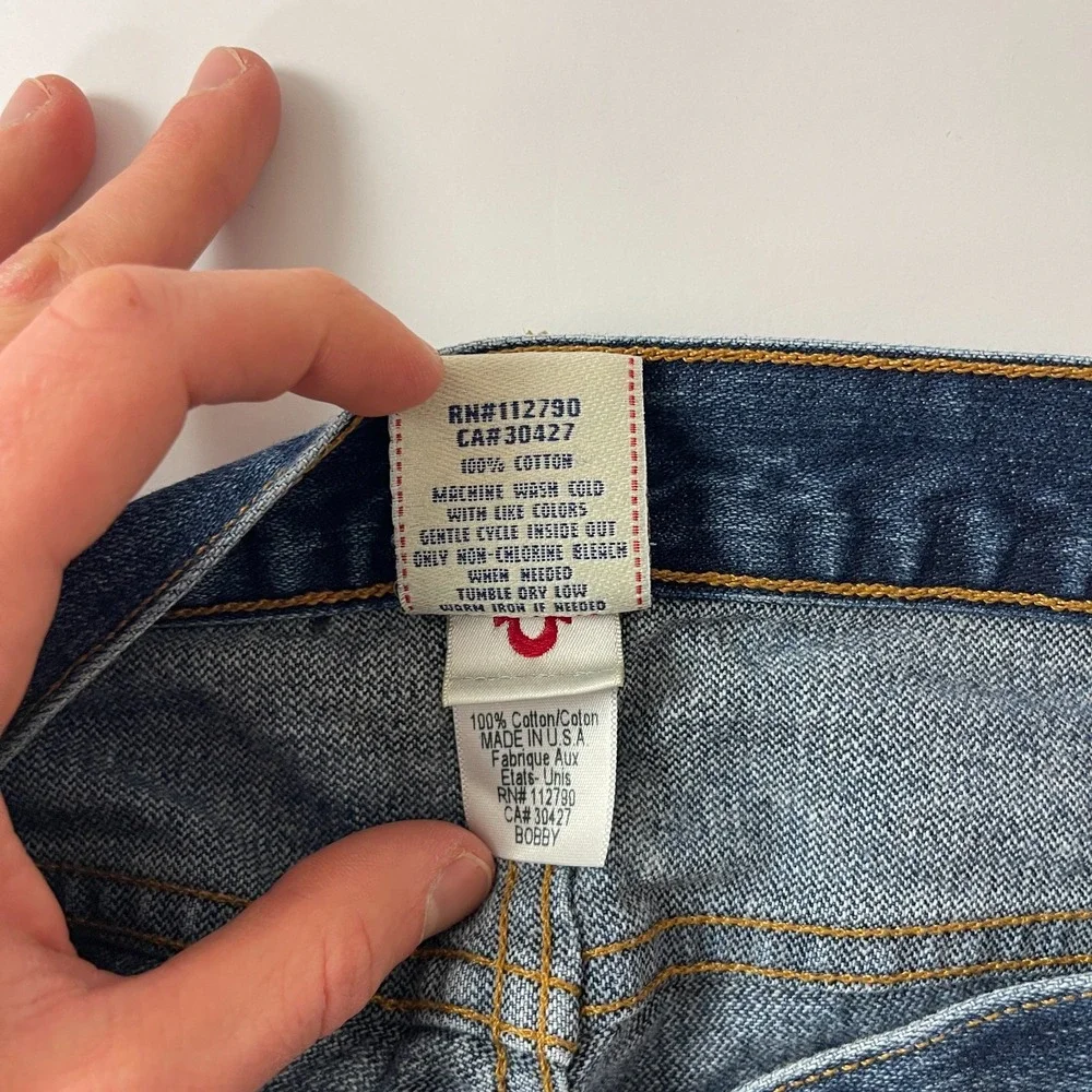 VTG True Religion Bobby Jeans Mens 36 Blue Baggy Dark Wash USA Made Grunge Y2K